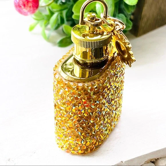 MINI FLASK crystal encrusted keyring IRIDESCENT keyfob CELESTIAL mini flask NEW - Picture 5 of 11